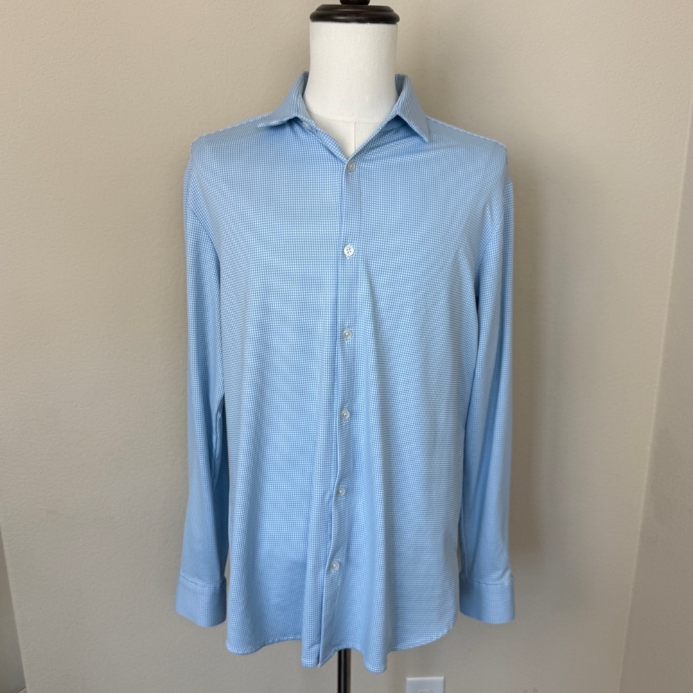 MIZZEN + MAIN White/Blue Gingham Check Trim Fit Sz XXL Button Front Shirt